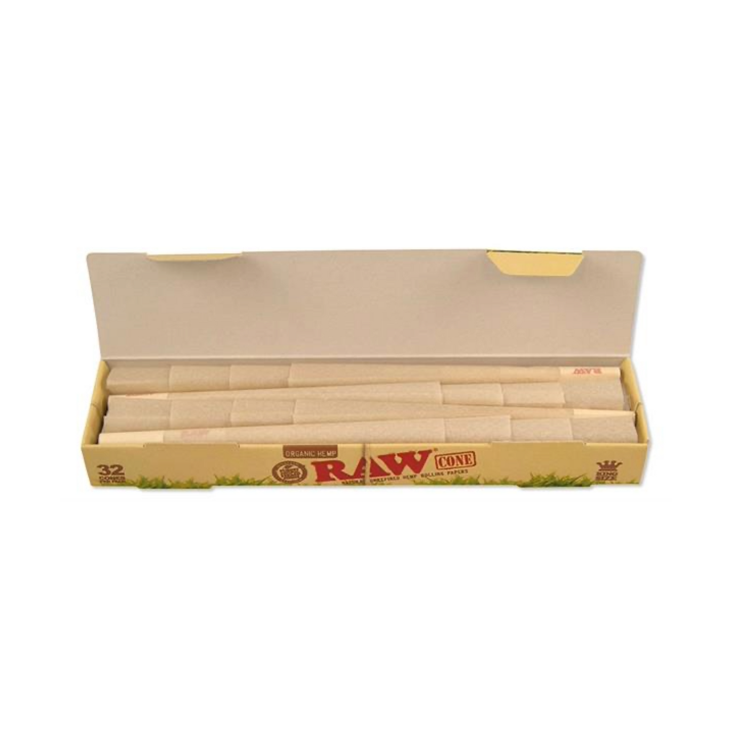 RAW Organic King Size Cones Packung Inhalt 32 Stück Seitenansicht