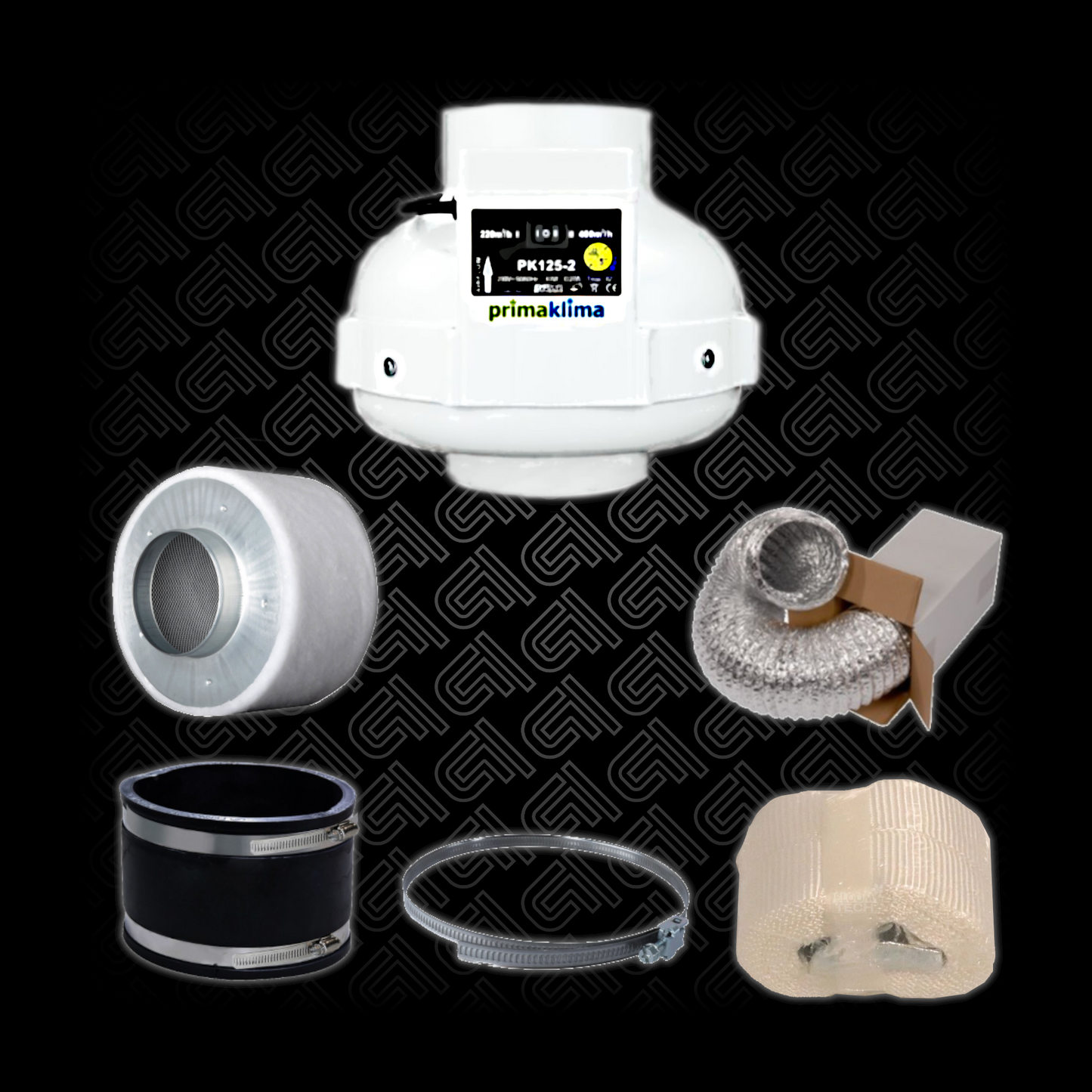 Belüftungsset S/M 1 – Abluft + Aktivkohlefilter Komplett