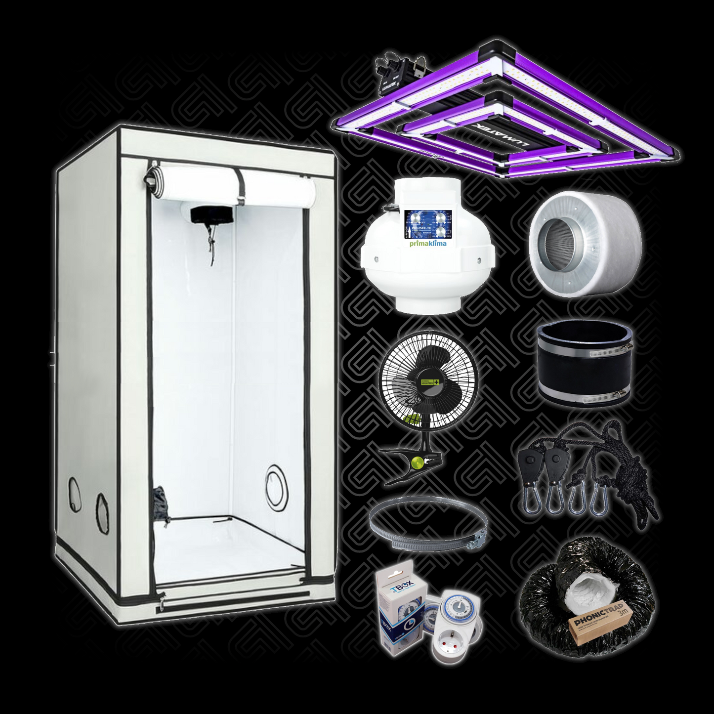 Profi‑Komplettset M LED 200 W – Grow‑Zelt 80x80x180 cm