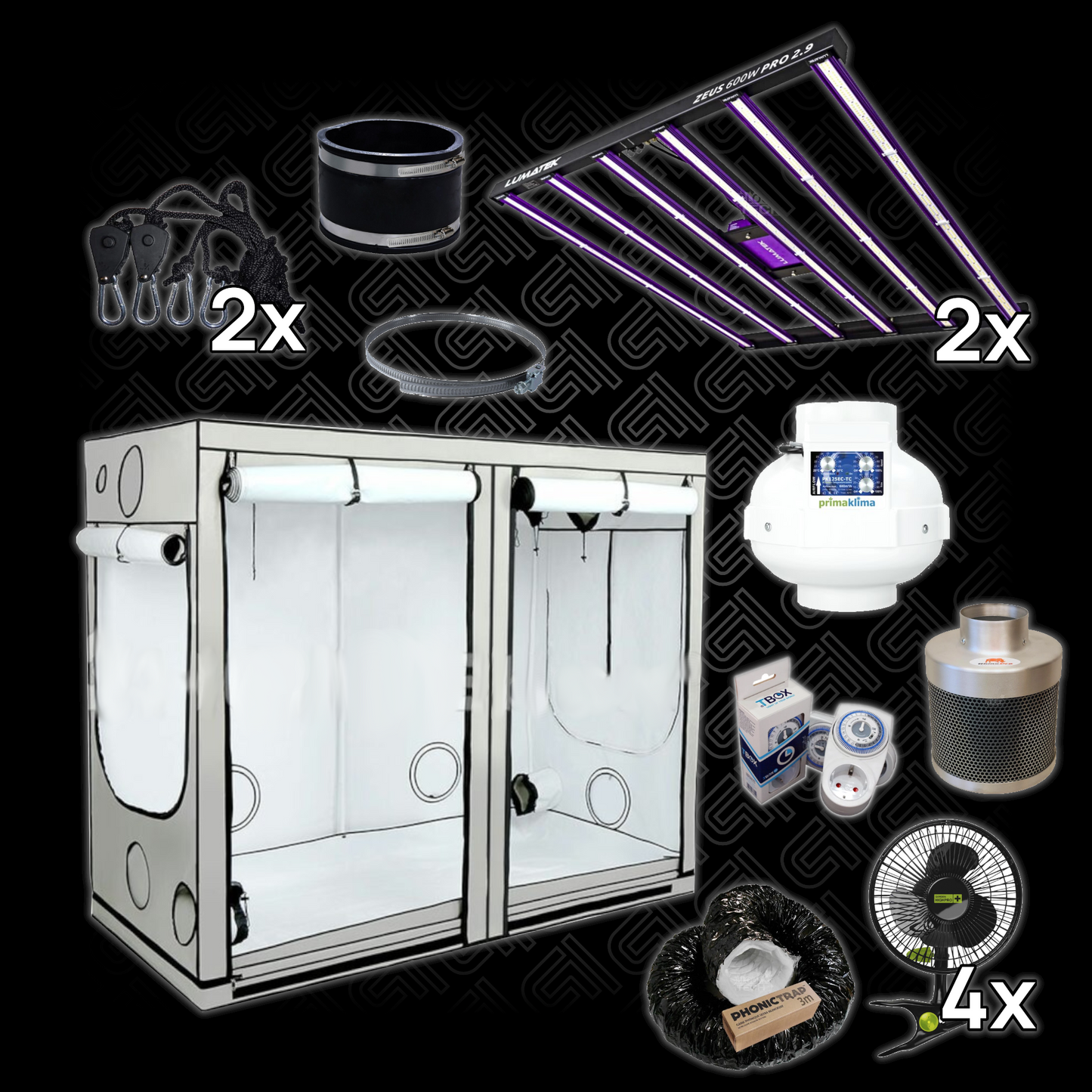 Profi-Komplettset XXL LED 2×600 W – Grow-System XXL