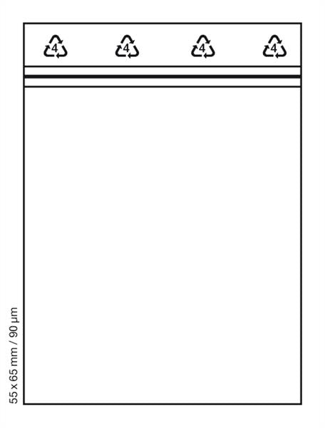Zip‑Beutel 55 × 65 mm – wiederverschließbare Druckverschlussbeutel