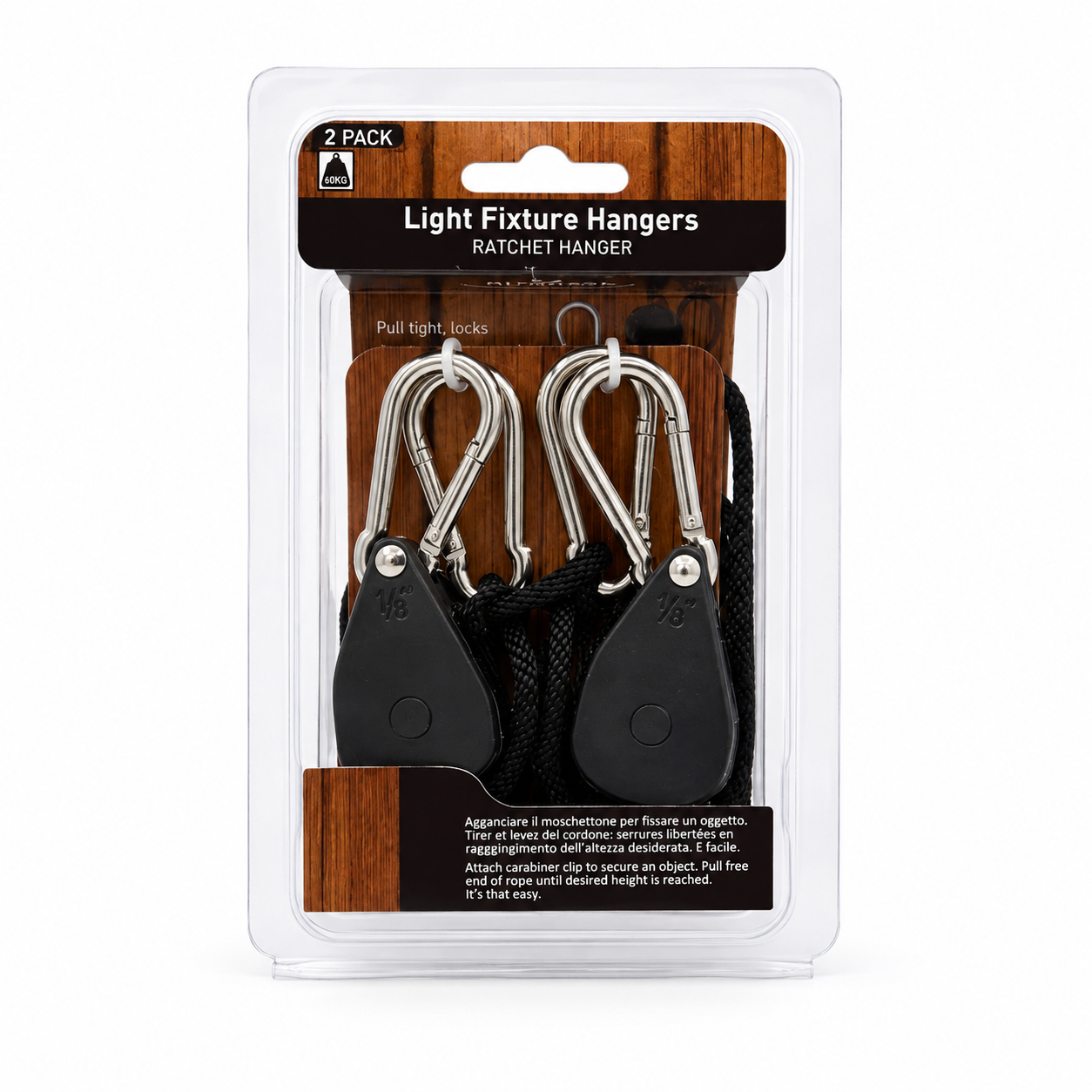 AIRONTEK Seilaufhängung für Lampen & Aktivkohlefilter – 68 kg Tragkraft (2er-Set)