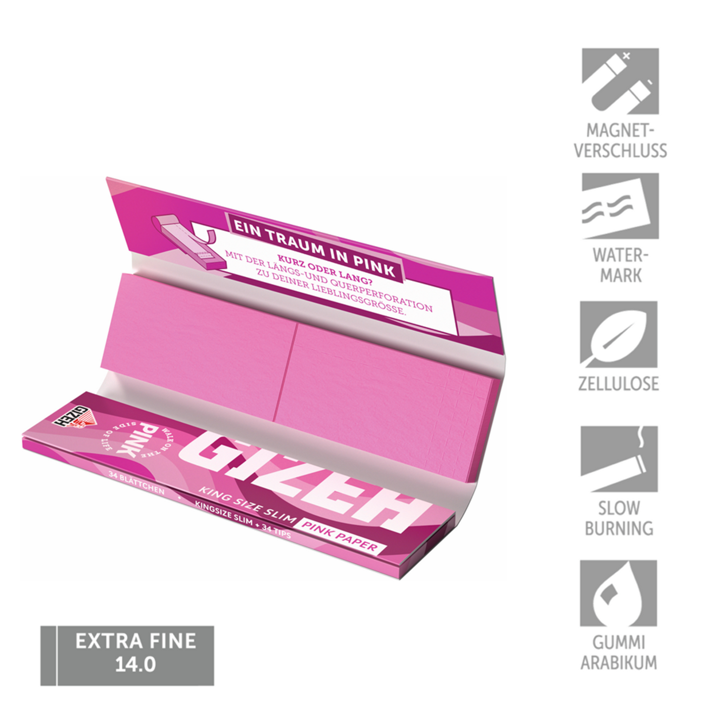GIZEH ALL PINK King Size Slim + Tips